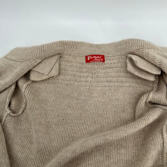 Perumarqui Alpaca Open Cardigan Sweater Women Medium Beige Pockets Peruvian Peru - Picture 7 of 10